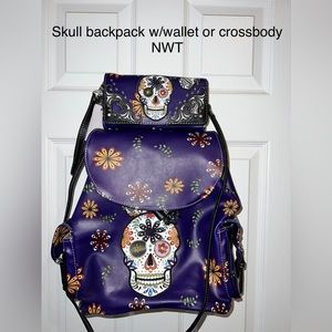 Skull backpack with wallet (crossbody)